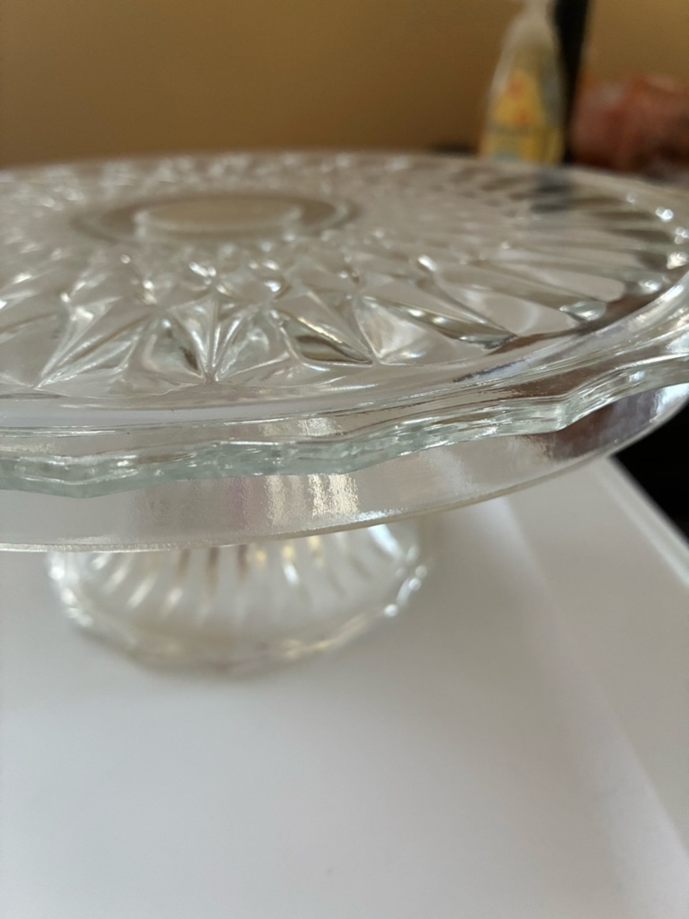 Clear Pressed Glass Pedestal Cake Stand